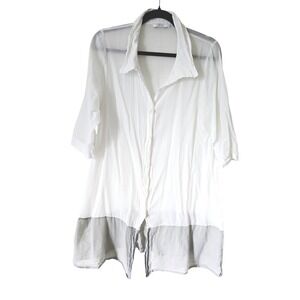 Pluto Intimates‎ Sleepwear Belgian Luxury White Cotton Gauze Tunic Top Womens 38